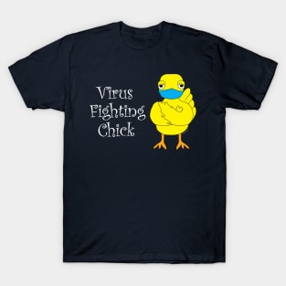 Virus Fighting Chick Side White Text T-Shirt